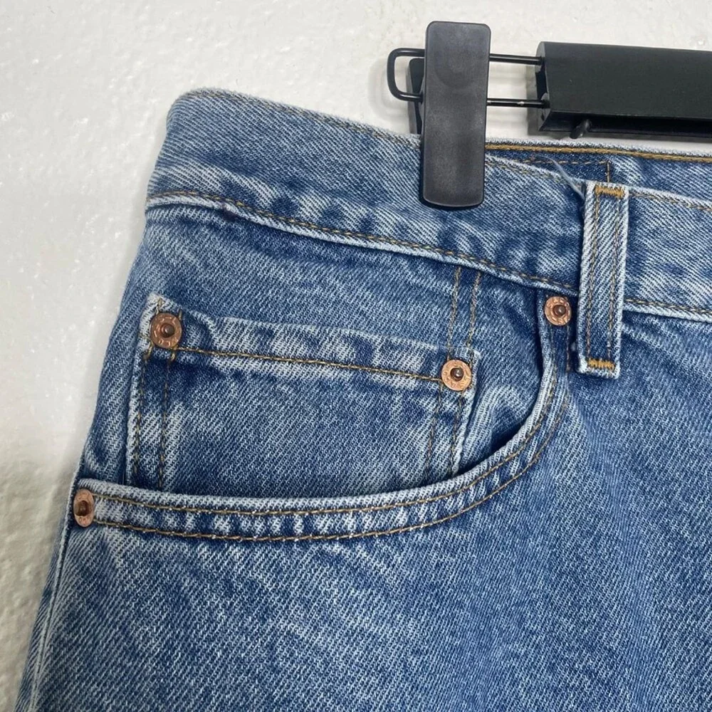 Levis 505 Regular Fit Straight Leg Jeans Mens W34 L32 Medium Wash Blue Denim